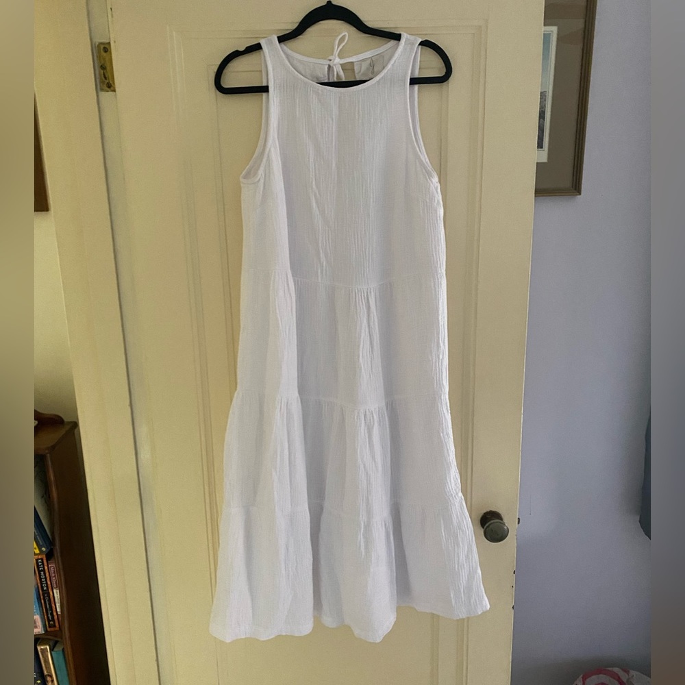 Joie Gauze Cotton Lined Tie Back Midi White Dress NWT Size M